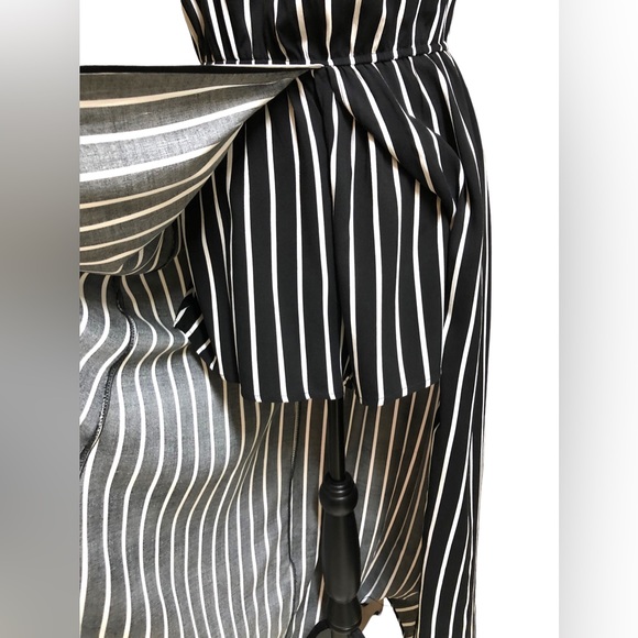 Maxi/Romper (built in) B&W Striped High Low Romper/Dress Euc! - Picture 4 of 16